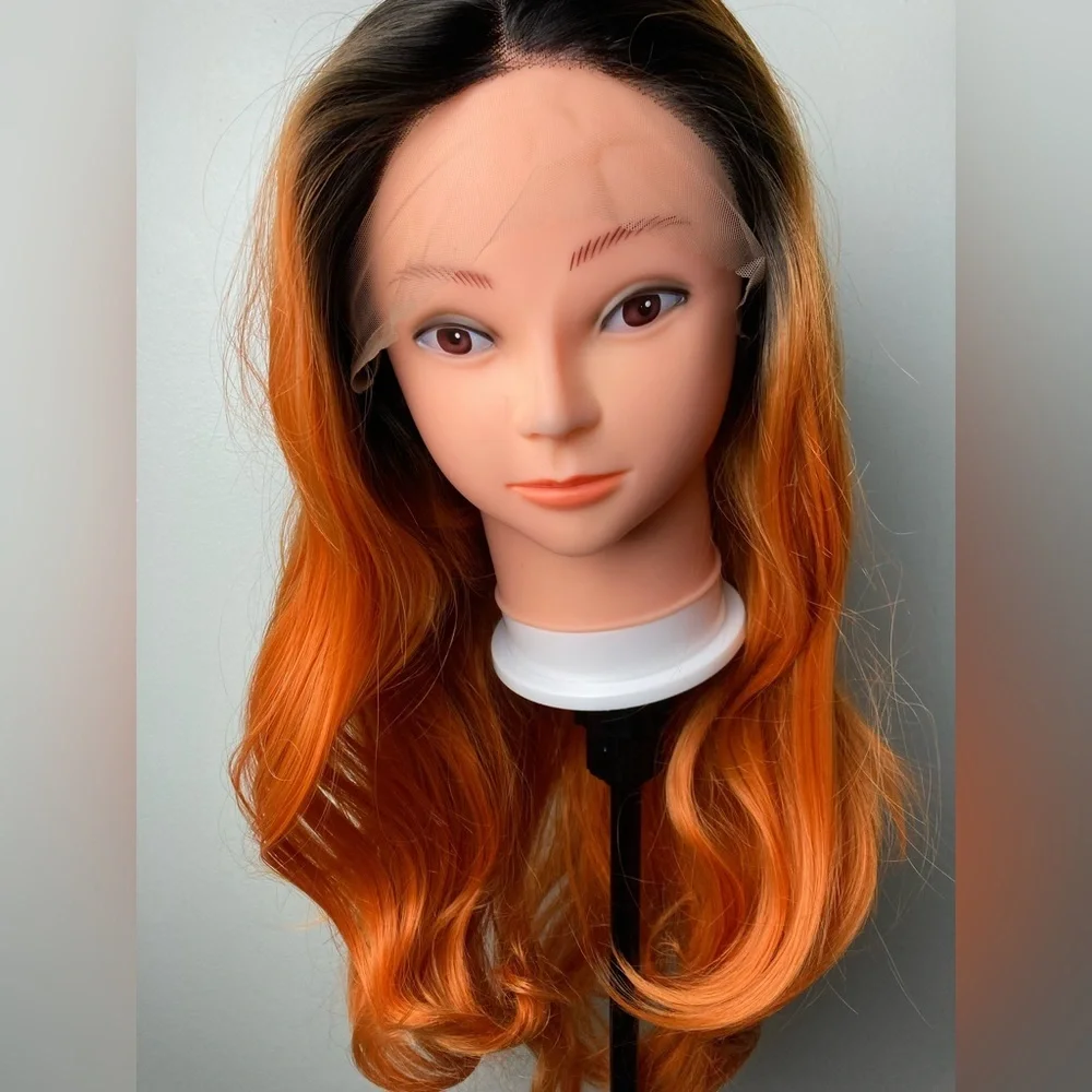 Dark Roots Orange Lace Front Wig